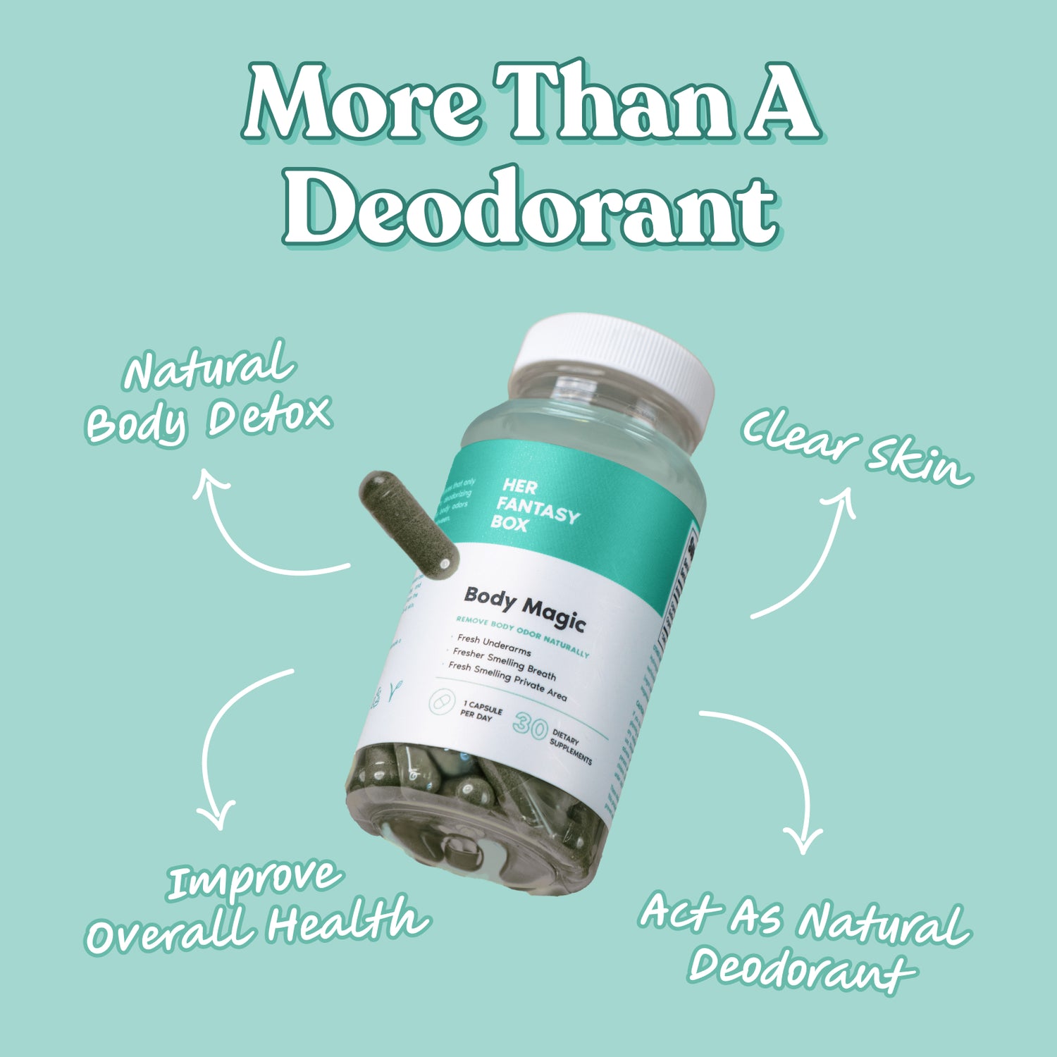 Body Magic Chlorophyll Pill - For Body Odor, Detox & Skin