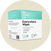 Her Fantasy Box Everywhere Wipes box — 100% organic cotton, pH-friendly wipes for down there and everywhere