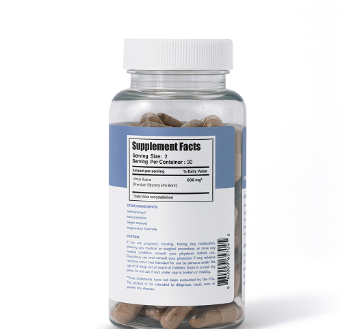 Supplement bottle with label showing 'Supplement Facts' on a white background
