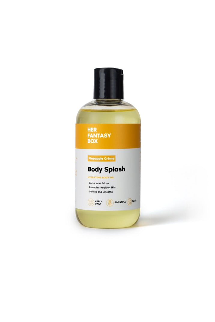 Her Fantasy Box Pineapple Crème Body Splash hydrating body oil 8 fl oz bottle on white background