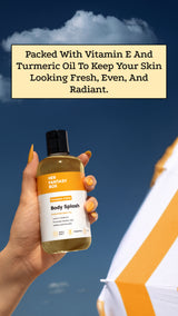 Her Fantasy Box Body Splash Hydrating Body Oil – Pineapple Creme scent. Packed With Vitamin E And Turmeric Oil To Keep Your Skin Looking Fresh, Even, And Radiant. Bottle label: Locks in Moisture, Promotes Healthy Skin, Softens and Smooths. Apply Daily. 8 FL OZ.