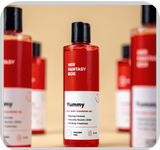Her Fantasy Box Yummy full body cleansing gel front-facing product shot — relaxing formula, naturally boosts libido