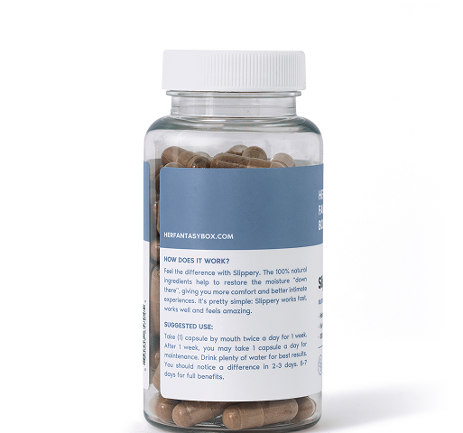 Bottle of capsules with a label on a white background