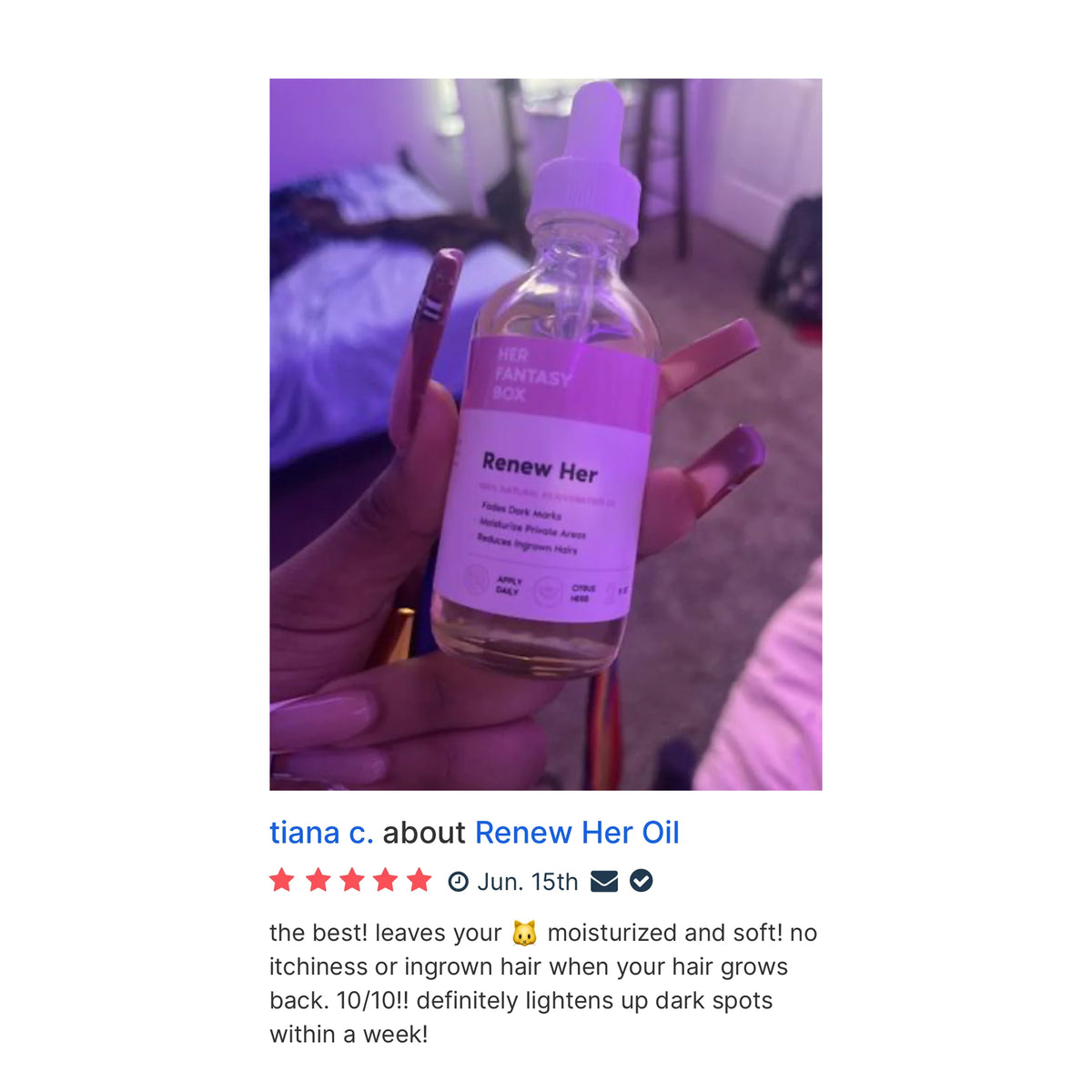 Her Fantasy Box Renew Her Yoni Oil - For Dryness, Ingrown Hair, Dark Marks & Scars