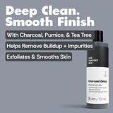 Deep Clean. Smooth Finish. Her Fantasy Box Charcoal Detox Exfoliating Body Wash – Smooths Rough, Uneven Texture, Deep-Cleansing Feel, With Charcoal, Pumice, & Tea Tree. Steamy Eucalyptus, 16 fl oz / 473 mL. Highlighted claims: With Charcoal, Pumice, & Tea Tree. Helps Remove Buildup + Impurities. Exfoliates & Smooths Skin.