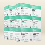 Multiple boxes of 'Everywhere Wipes' by 'Her Fantasy Box' on a beige background