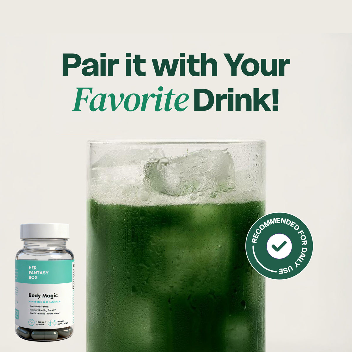 Body Magic Chlorophyll Pill - For Body Odor, Detox & Skin