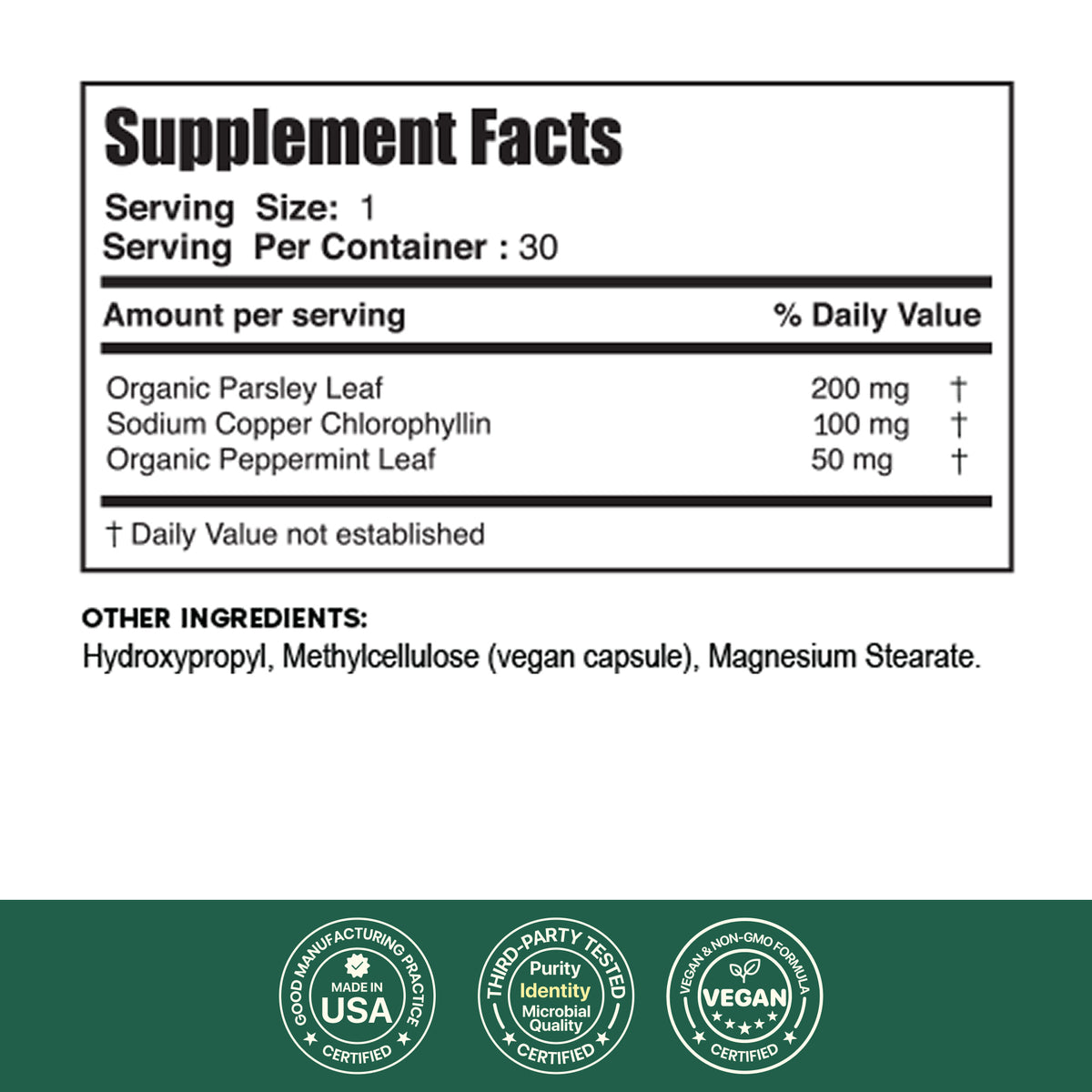 Body Magic Chlorophyll Pill - For Body Odor, Detox & Skin