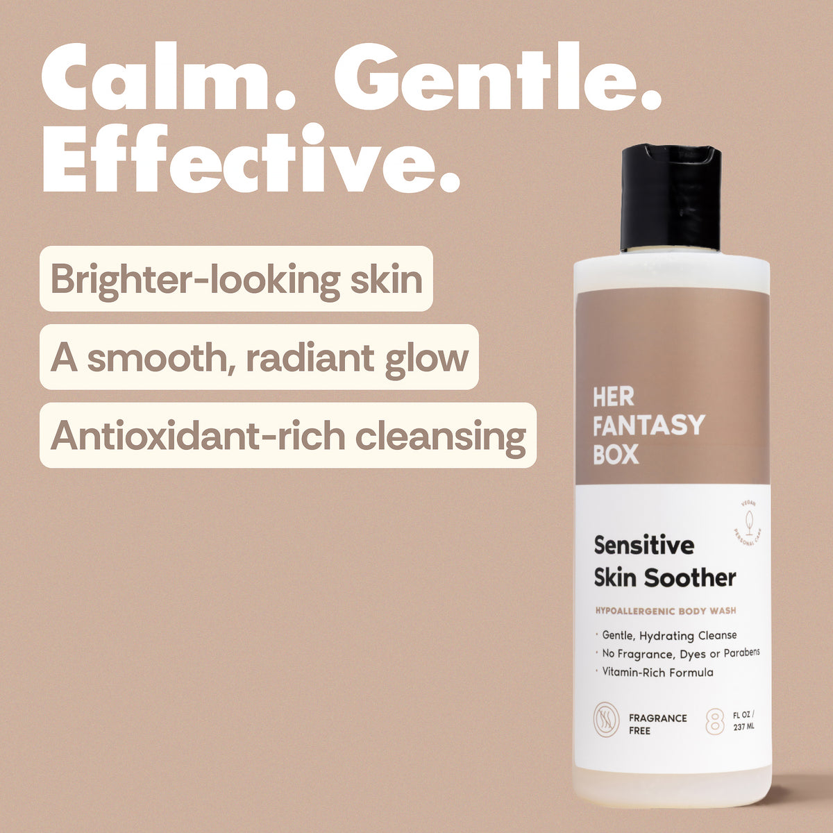 Calm, gentle, effective; brighter-looking skin, a smooth, radiant glow, antioxidant-rich cleansing