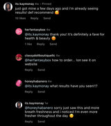 Customer social media comments praising Her Fantasy Box Body Magic for fast results and daily freshness.